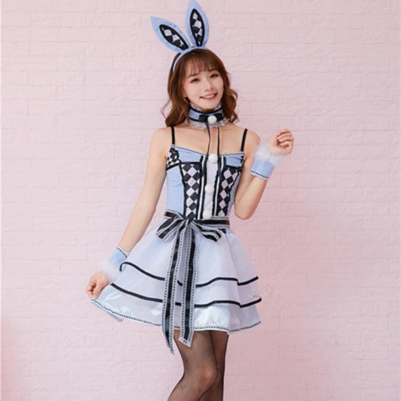 Halloween Blue Bunny Costume Alice Cosplay Costume Set Mosiyeef - brawl stars cosplay sexy