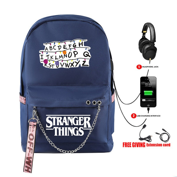 Stranger Things Big Capacity White Print Backpack For Boys And Girls Mosiyeef - roblox backpack mosiyeef