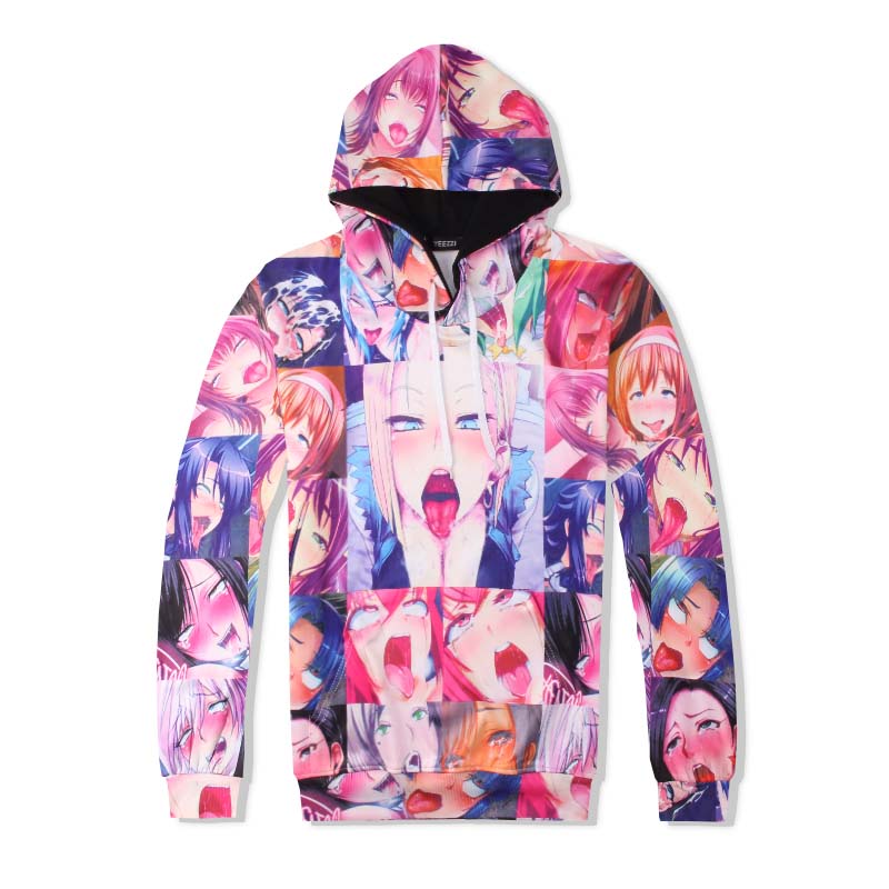 Anime Ahegao Hoodies Funny Pullover hoodies Jacket For Men and Women