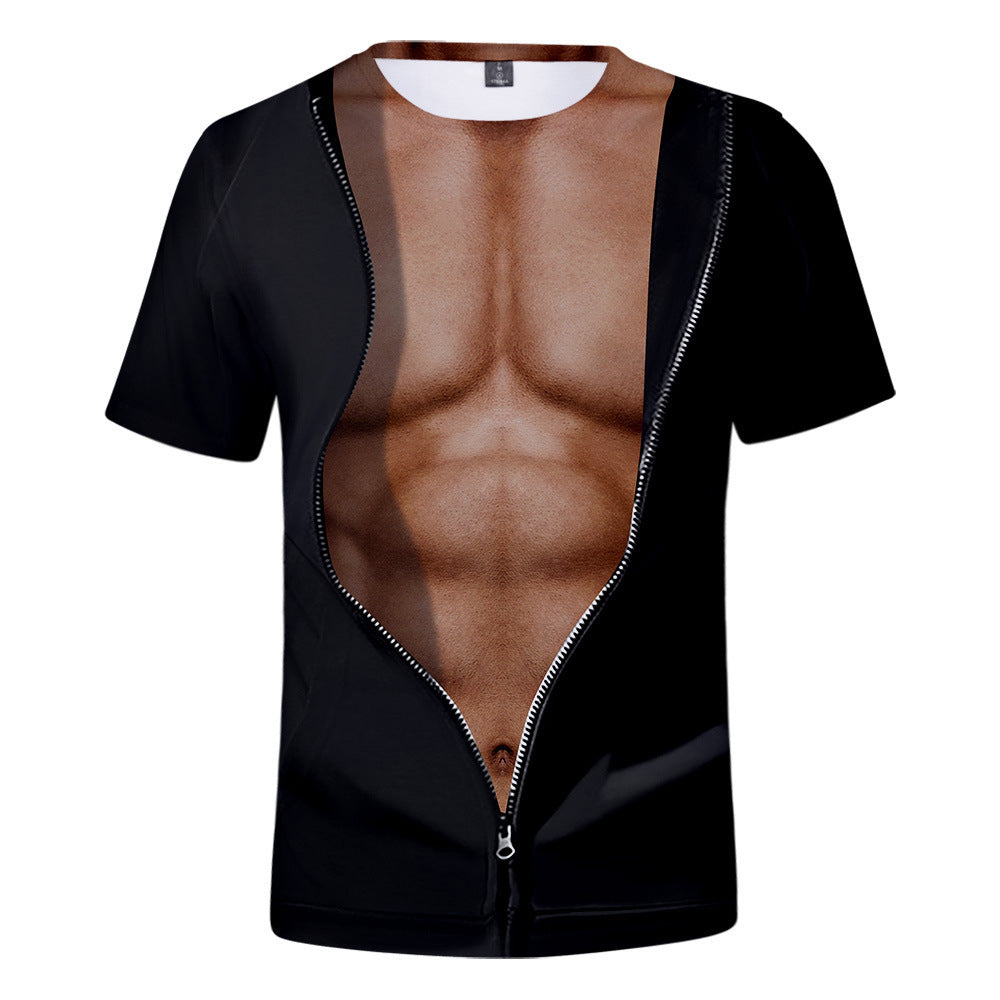 Funny 3d Muscle Printed Short Sleeve Shirts O Neck Tees Funny Body Pri Mosiyeef - t shirt roblox muscles