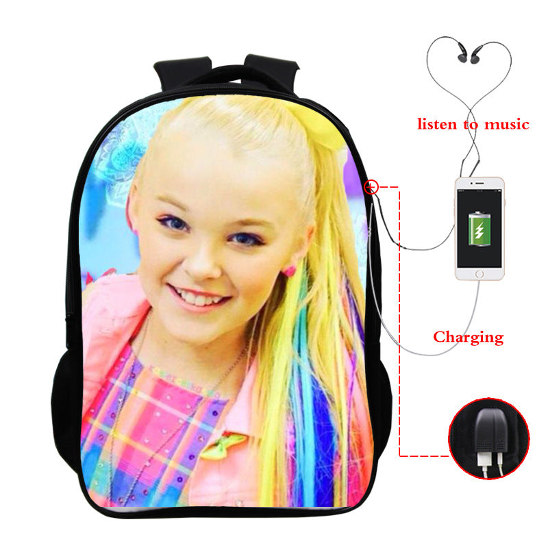 Jojo Siwa Print Kids Youth Backpack School Bag With Charging Port Mosiyeef - jojo siwa roblox music code