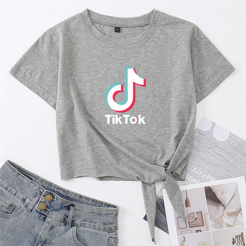 Tiktok Crop Top T Shirt With Strap For Women Mosiyeef - tik tok crop top shirt roblox