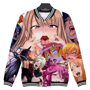 Men S Women S Ahegao Hoodies Cute Anime Ahegao Jacket 3d Print - cute anime faces roblox