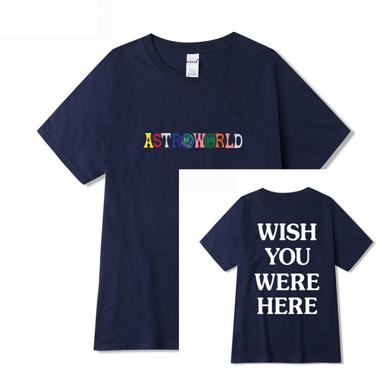 Travis Scott Astroworld Wish You Were Here Round Neck T Shirt Mosiyeef