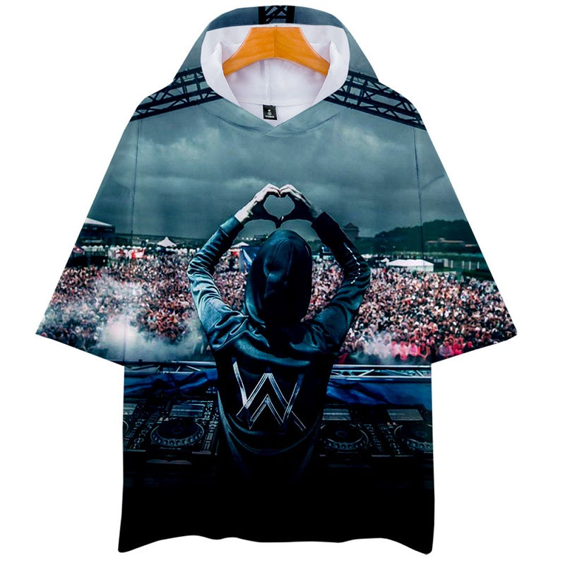 Alan Walker New Loose Fit Breathable Short Sleeve Hooded T Shirt Mosiyeef - roblox t shirt alan walker