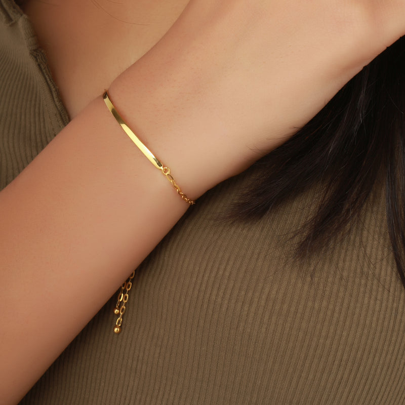 Toniq Gold Plated Set Of 3 Linked Chain Chunky Charm Bracelet