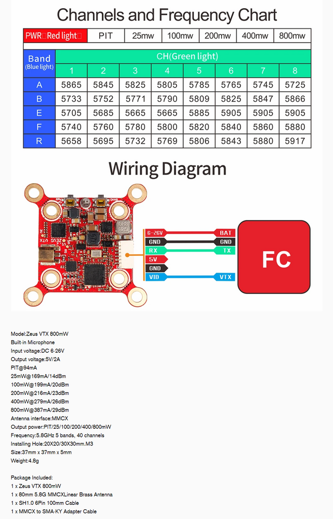 HGLRC Zeus 800mW Smart Mounting 20*20 / 30*30 VTX For FPV Racing Drone