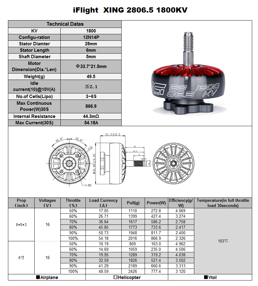 Xing X2806.5 1800Kv Motor