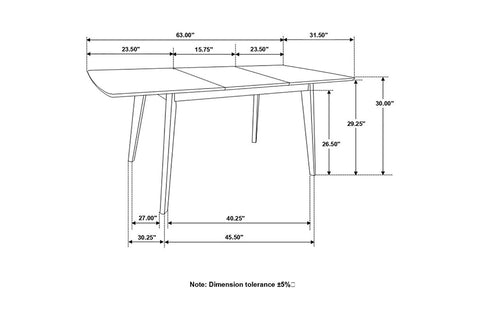 the measurements of the Allie Rectangular Dining Table at Couch Potatoes