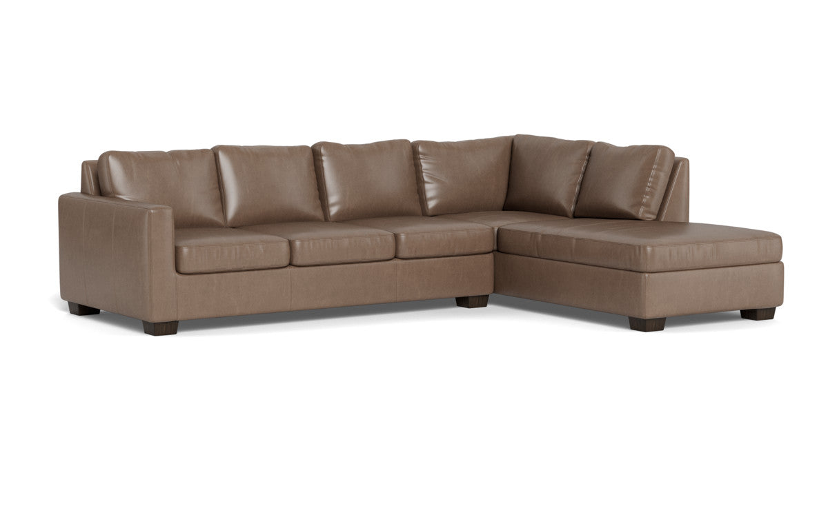 121" Leather Right Chaise Sectional for Your Track Space
