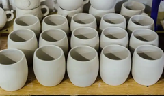 Bone dry clay mugs