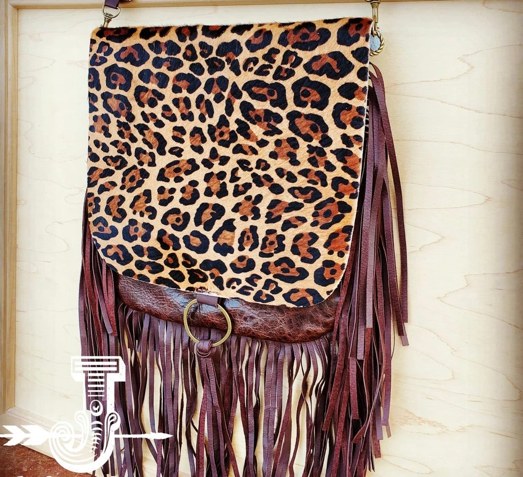 Tejas Leather Bucket Leopard bag with Tan Fringe – Sassy and Sweet Couture