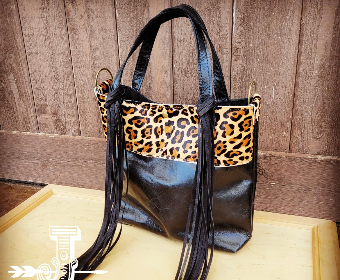 Tejas Leather Bucket Leopard bag with Tan Fringe – Sassy and Sweet Couture