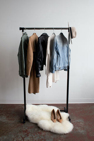 Jackets hanged on a rack