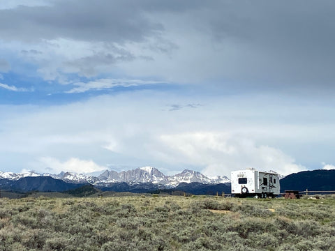 Camper with mountains in the background!