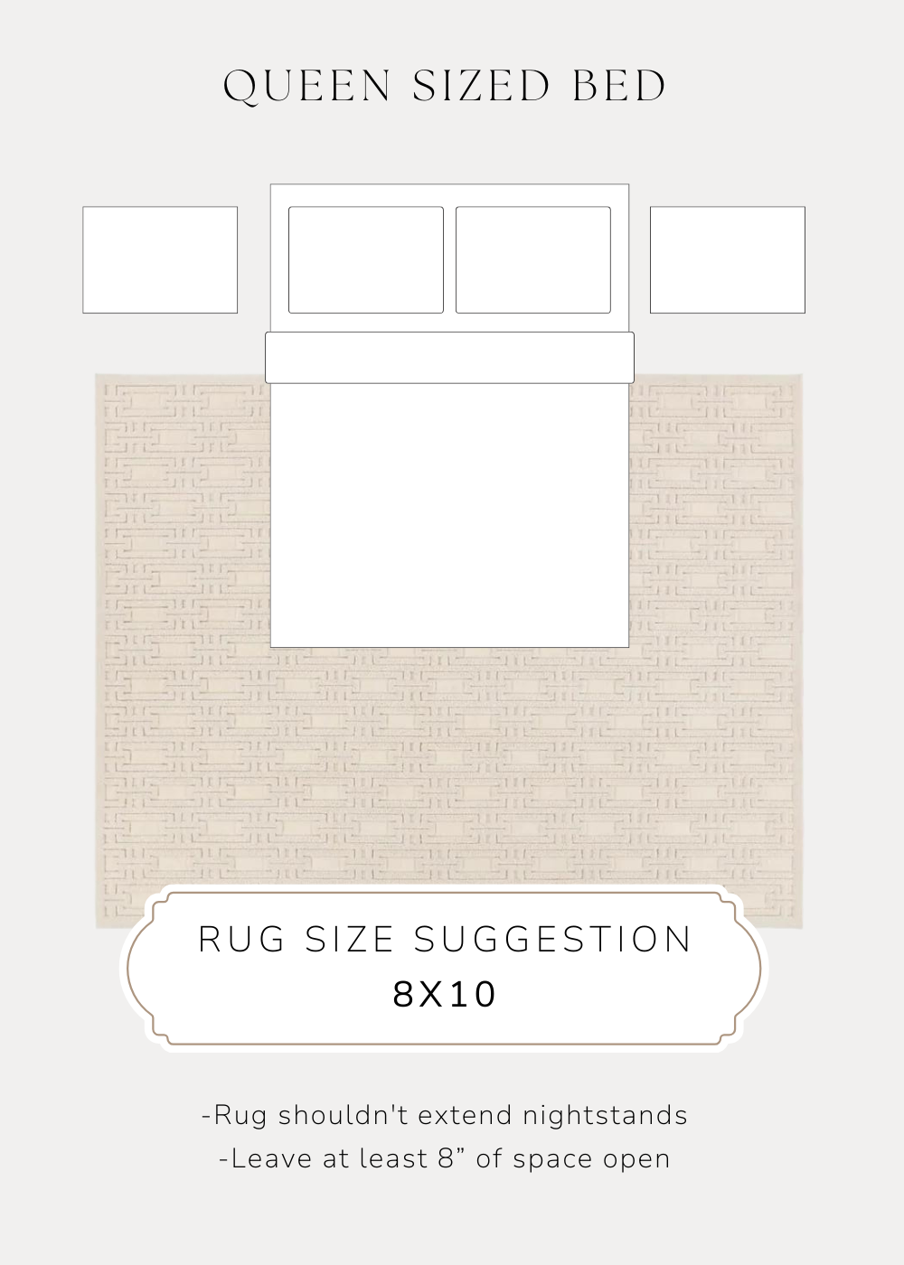 bedroom rug sizing