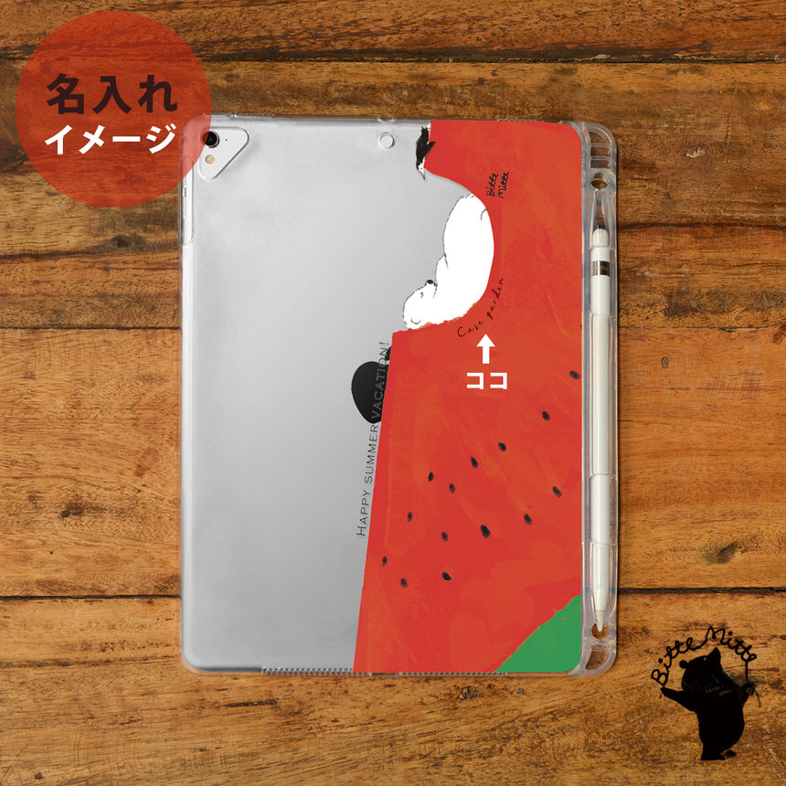 Ipad クリアケース ペン収納 カバー おしゃれ かわいい 夏 名入れ スマホケースのcase Garden