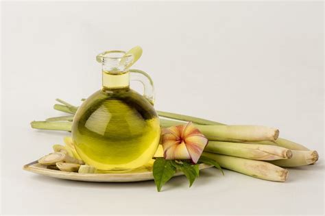 Bottle of lemongrass essential oil