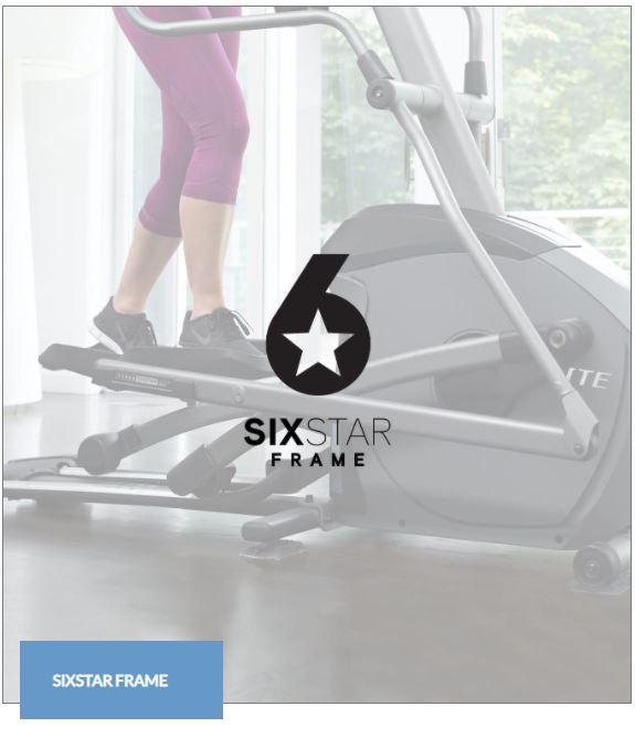 Mit dem SIXSTAR Rahmen folgt das Elliptical Ergometer Ihrem natürlich Bewegungsmuster. Dieser Rahmen vereint sechs Elemente, die ein natürliches Trainingserlebnisermöglichen.