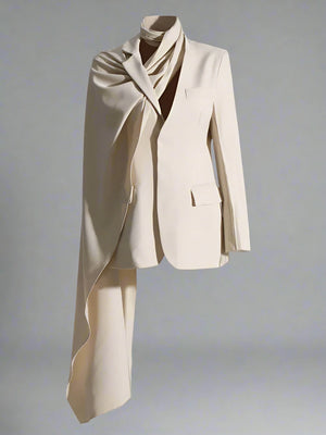 View tailored blazer with draped maxi cape - Shevte