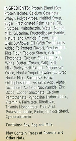 White Chocolate Caramel Meal Replacement Bar Ingredients