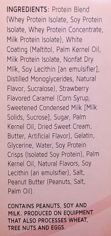 Strawberry Cheesecake 12g Protein Bar Ingredients
