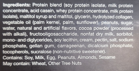 Caramel Nut Proti-VLC Bar Ingredients