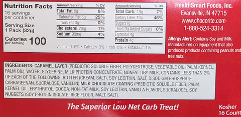 Chocorite Crispy Caramel Bar Nutrition Facts and Ingredients