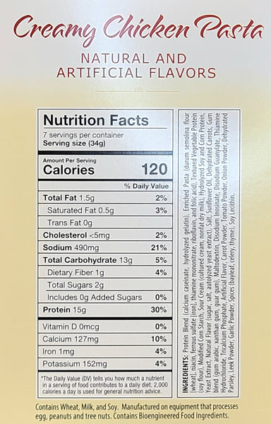 Creamy Chicken Pasta Nutrition Facts and Ingredients