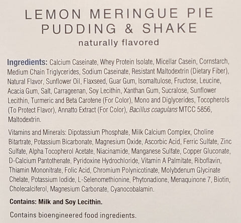 Numetra Lemon Meringue Pie Shake Ingredients