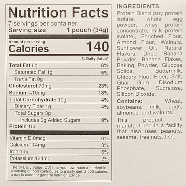 Protidiet Banana Nut Cake Mix Ingredients and Nutrition Facts