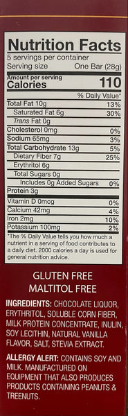 Chocorite All Natural Chocolate Bars Nutrition Facts