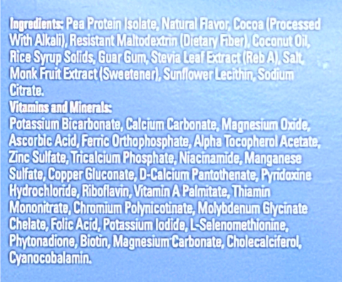 Pea Protein Vanilla Shake Ingredients