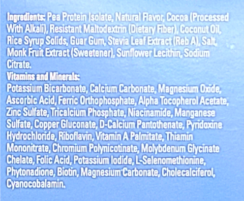 Pea Protein Chocolate Shake Ingredients