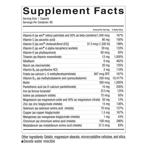 Celebrate Multi Chewable 45 with Iron Nutrition Facts and Ingredients