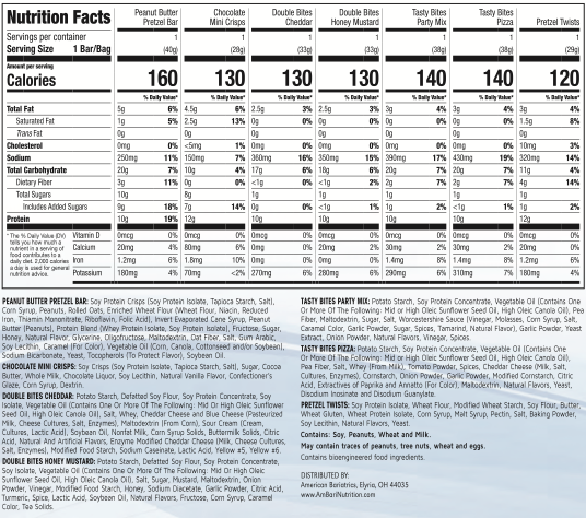 Snack Variety Nutrition Facts and Ingredients