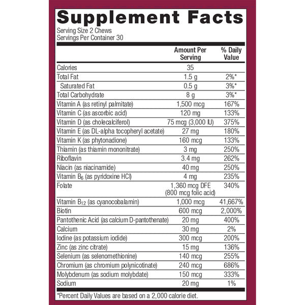 Bariatric Advantage Multi Chewy Bites Strawberry Watermelon Nutrition Facts