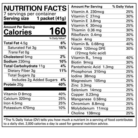 Numetra Vanilla Shake & Pudding Nutrition Facts