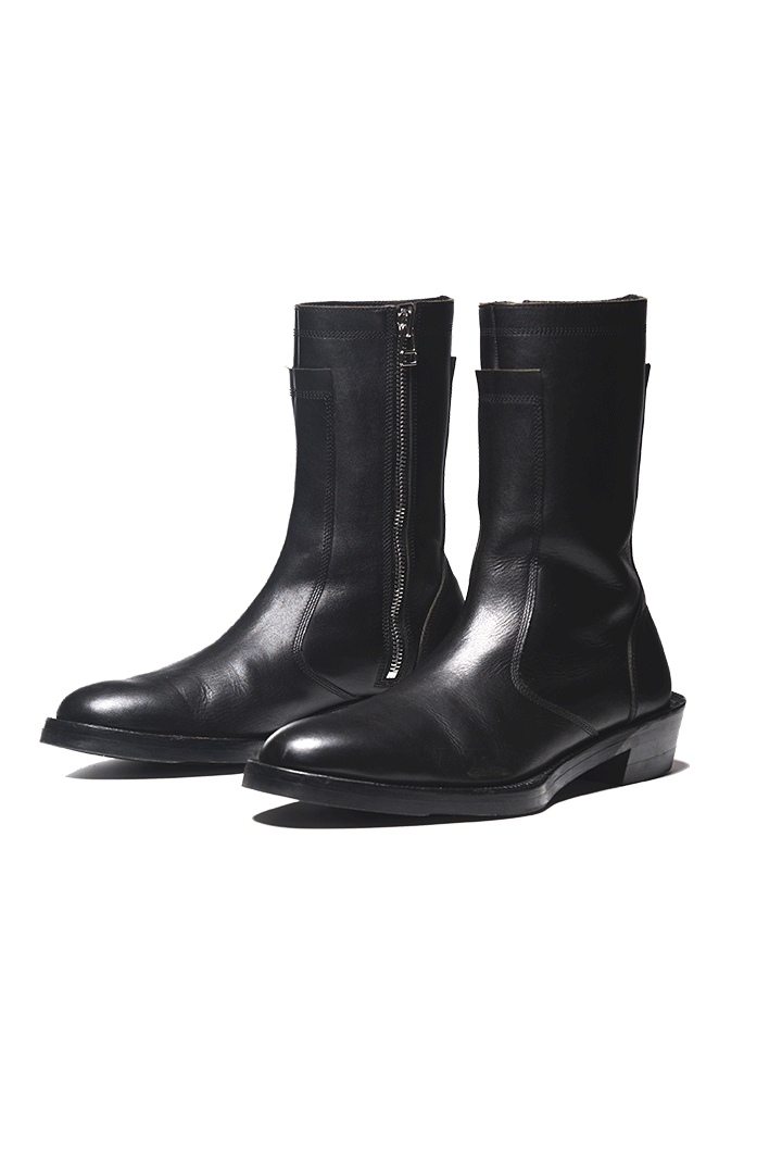 Ankle zip-up boots black calf 23SS - KOZABURO online store