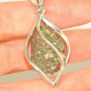 Sterling Silver Pyrite Crystal Cage Pendant