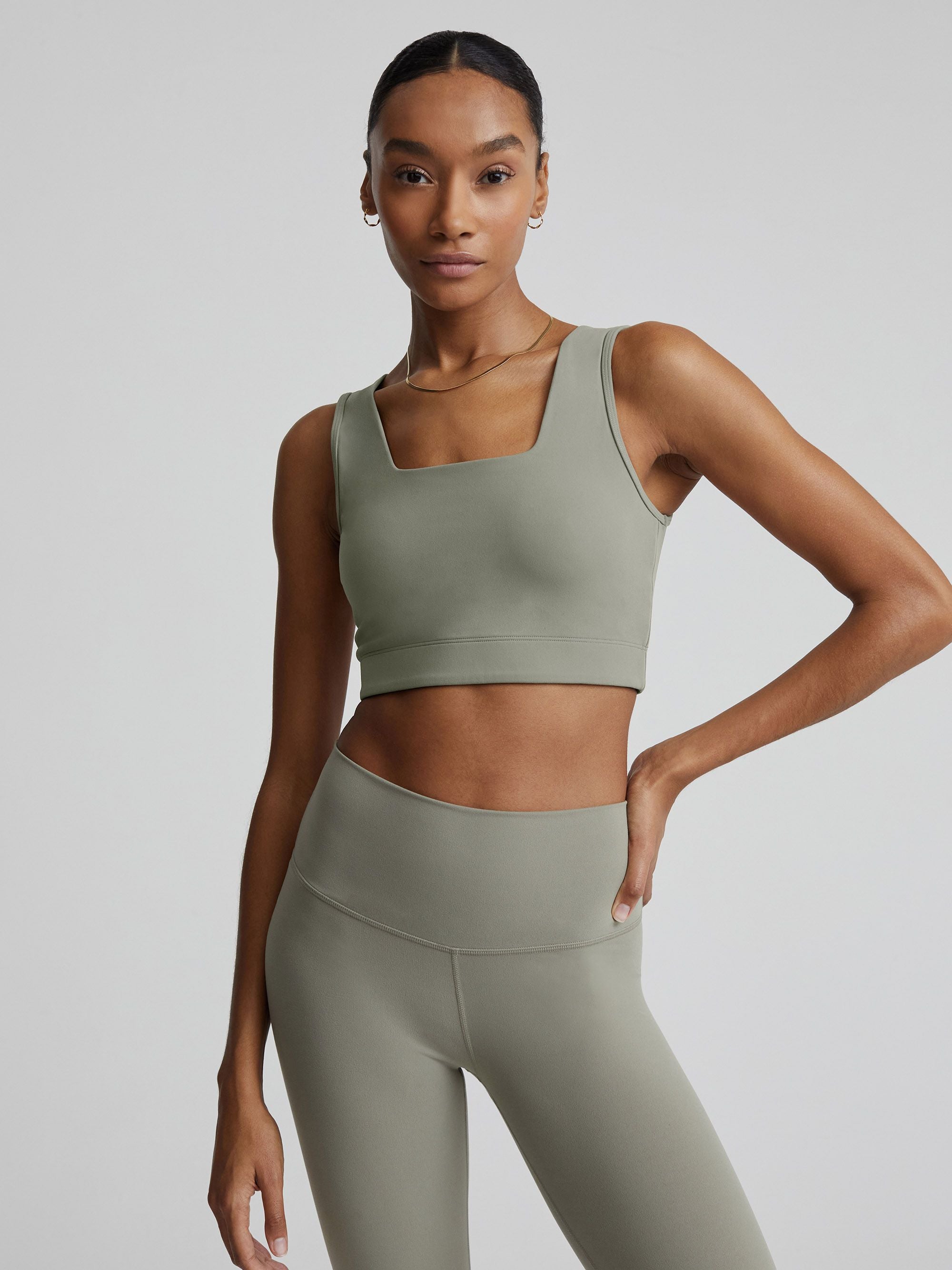 Nike Yoga luxe crop top in olive green