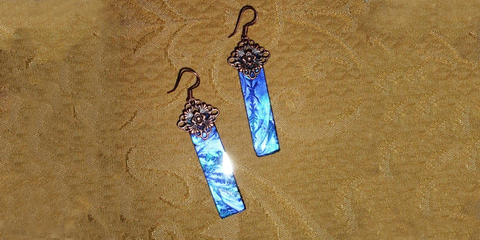 Blue and Turquoise Stained Glass Earrings