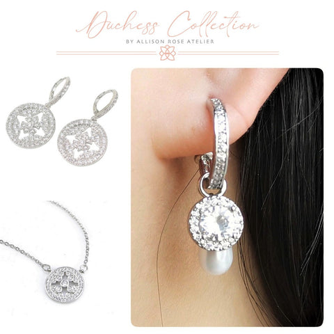 Cz Stone drop earrings with cz stone necklace and 3pc Huggie earrings 