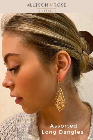 boho gold dangle earrings by Allison Rose Atelier