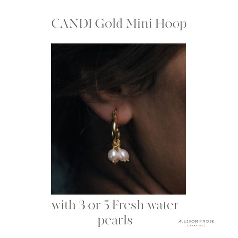 Candi gold mini hoops with freshwater pearls. Pearl drop hoop earrings with detachable 3 or 5 pearls per hoop options. repliKate Kate Middleton earrings