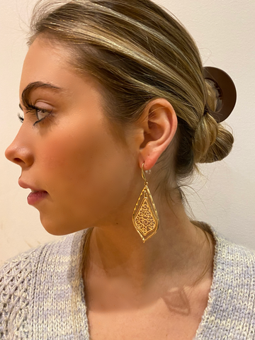 Boho Jewelry dangle earrings in worn gold by Allison Rose Atelier