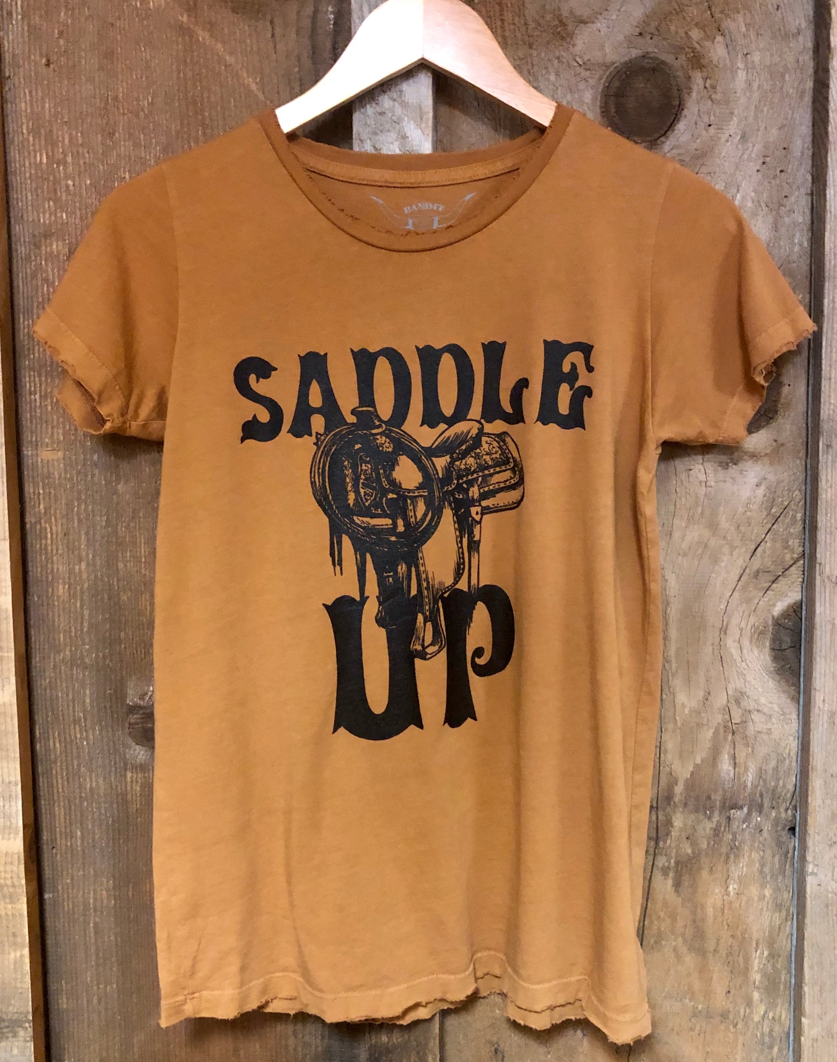 Saddle Up Womens Tee Cognac/Blk | Bandit Brand General Store