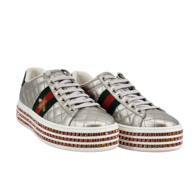 GUCCI Inspired Metallic Quilted Ace 
