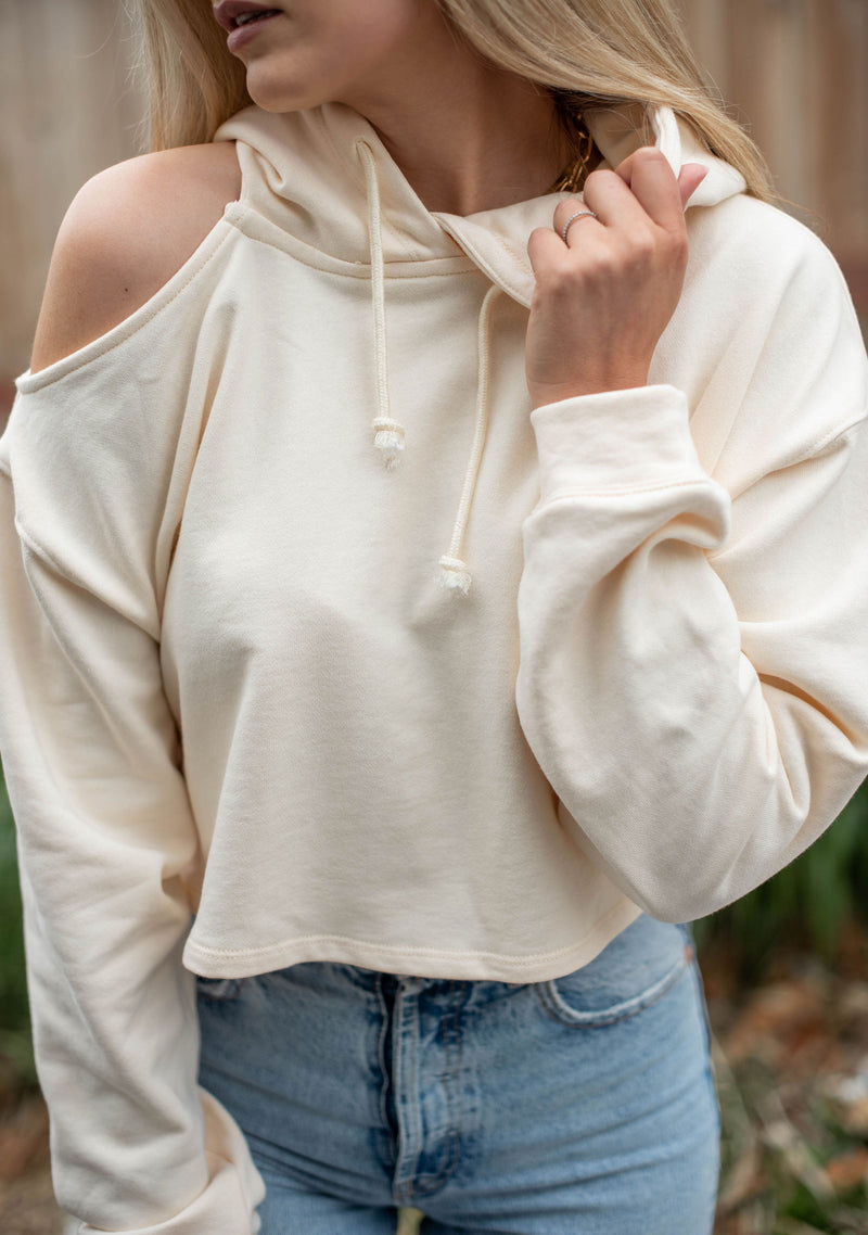 shoulder cut out hoodie