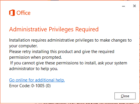 Administrative privilege required